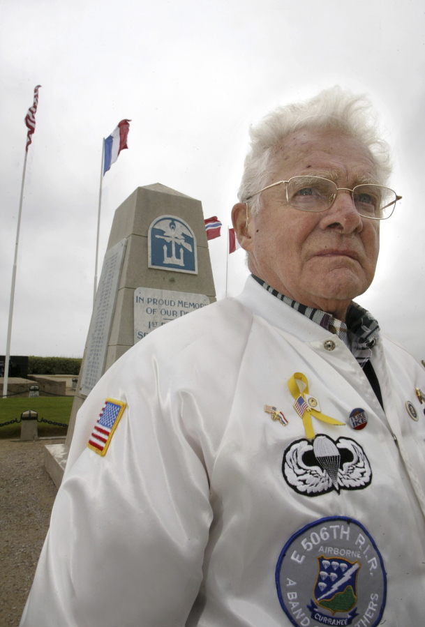 Don Malarkey, American veteran from the 101st airborne “Easy” Company,” attends ceremonies June 6, 2005 to commemorate the Allied D-Day landings of World War II, on Utah Beach, northwestern France. Donald Malarkey, a World War II paratrooper who was awarded the Bronze Star after parachuting behind enemy lines at Normandy to destroy German artillery on D-Day, has died at the age of 96.
