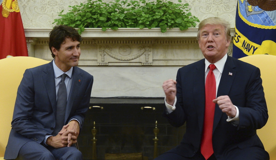 Canadian Prime Minister Justin Trudeau meets with U.S. President Donald Trump in the Oval Office of the White House in Washington, D.C. on Wednesday.