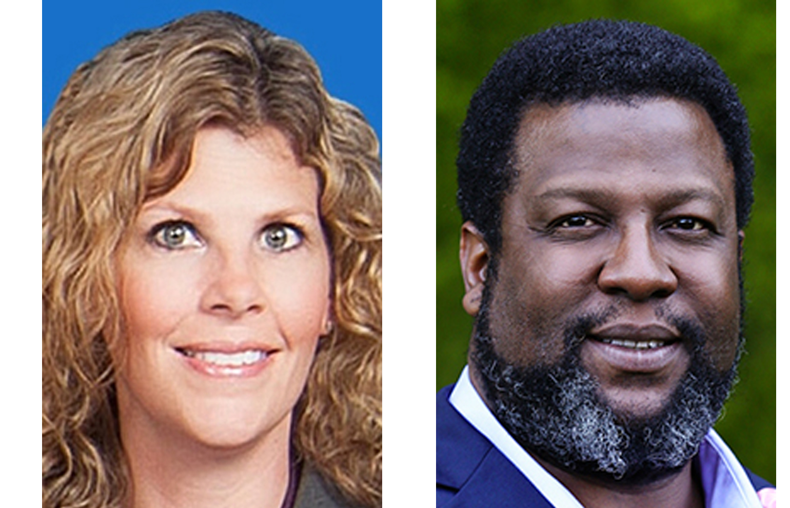 Ridgefield School District board, position 4 candidates: Incumbent Becky Greenwald, left, and Damion E.