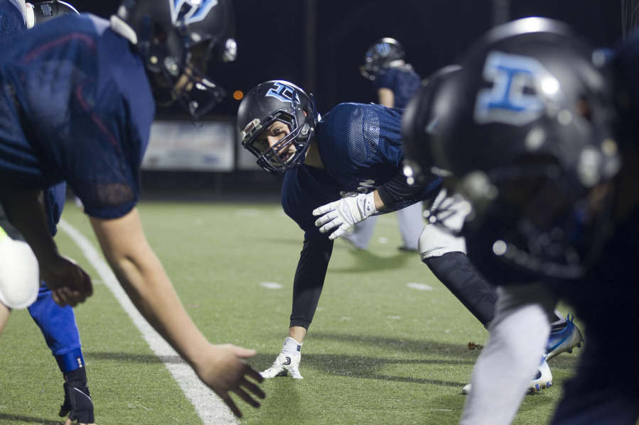 Hockinson football player Kyle Bracec (C) at a practice in Battle Ground Tuesday November 7, 2017.