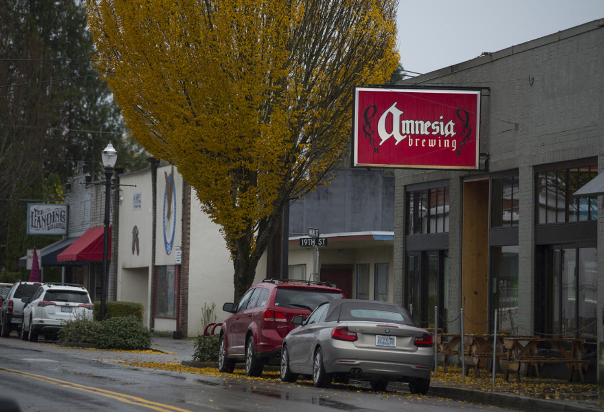 Amnesia Brewing in downtown Washougal seen on Tuesday morning. The brewery functions of Amnesia will shut down today, though its kitchen and taprooms will remain open.