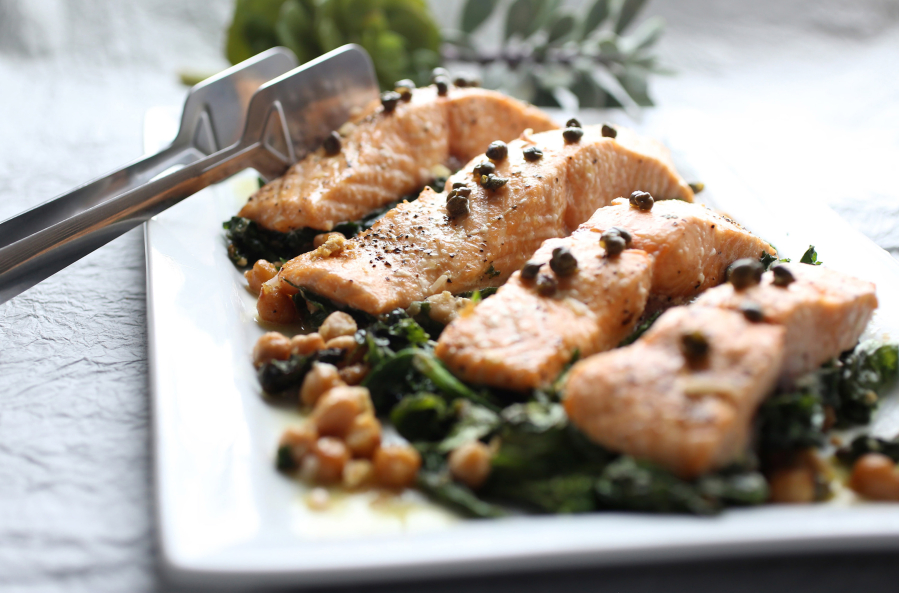 Slow-baked Salmon with Mustard Greens Jessica J.