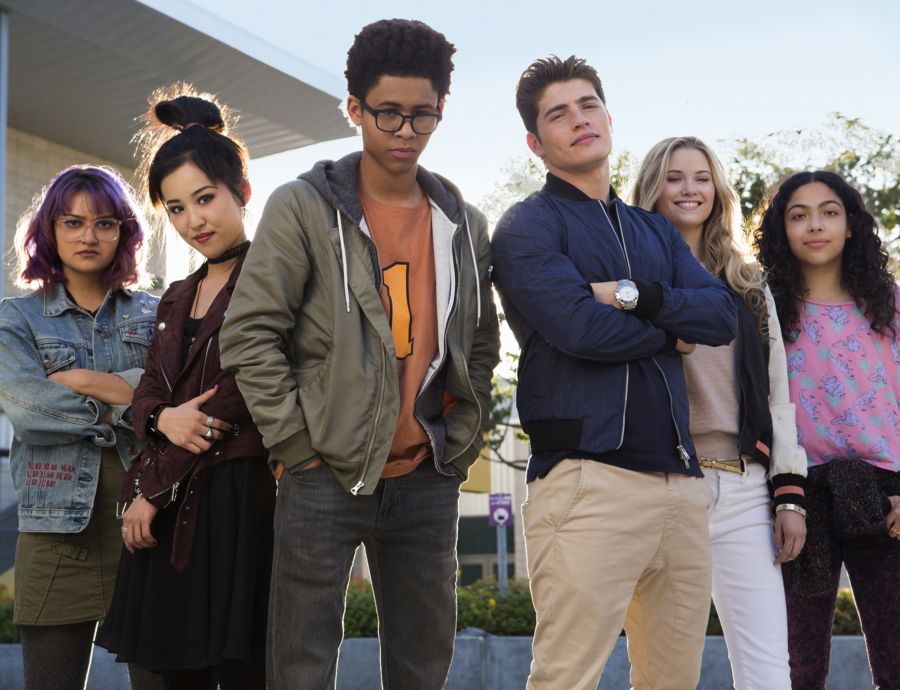 Every teenager thinks their parents are evil. What if you found out they actually were? “Marvel’s Runaways” is the story of six diverse teenagers who can barely stand each other but who must unite against a common foe, their parents. The 10-episode series premieres on Hulu on Nov. 21. From left: Ariela Barer, Lyrica Okano, Rhenzi Seliz, Gregg Sulkin, Virginia Gardner and Allegra Acosta.