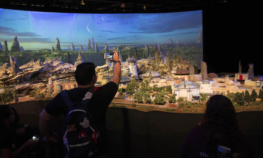Fans get a preview of Stars Wars: Galaxy’s Edge, a new area under construction at Disneyland. The model was shown at the D23 Expo in July.