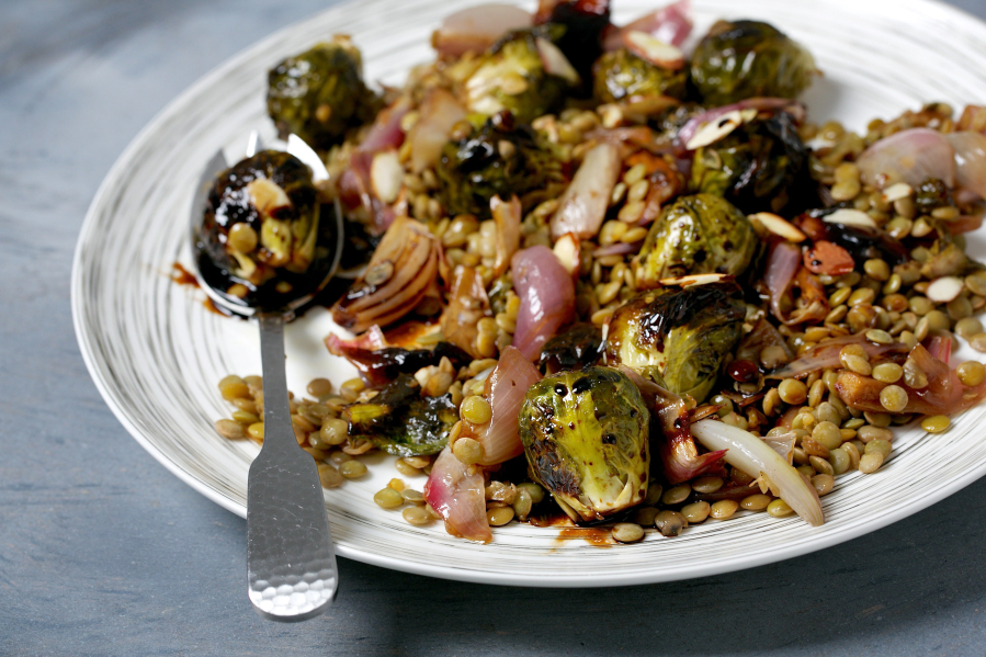 Caramelized Brussels Sprouts and Lentil Salad (Deb Lindsey for The Washington Post)
