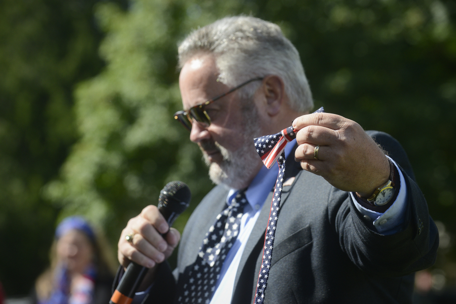 Washougal Mayor Sean Guard at a Flag Day celebration in June 2016.
