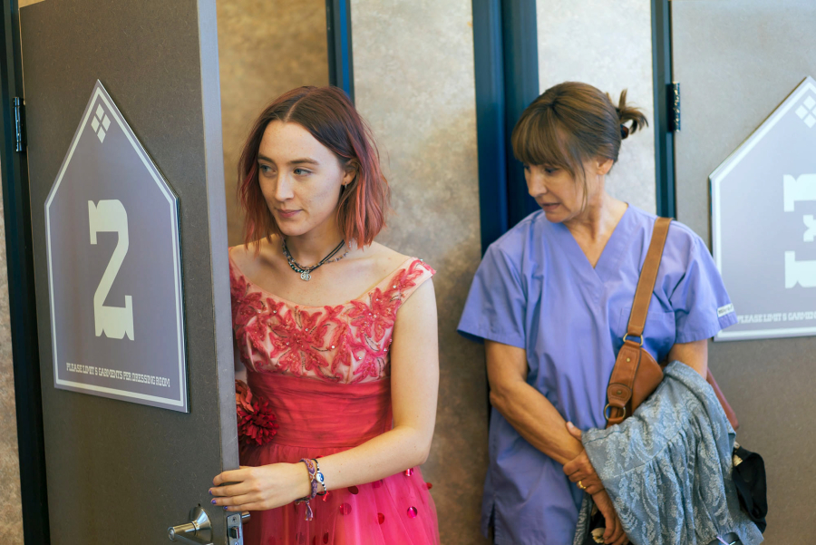 Laurie Metcalf, right, and Saoirse Ronan play mother and daughter in “Lady Bird.” Merie Wallace/A24