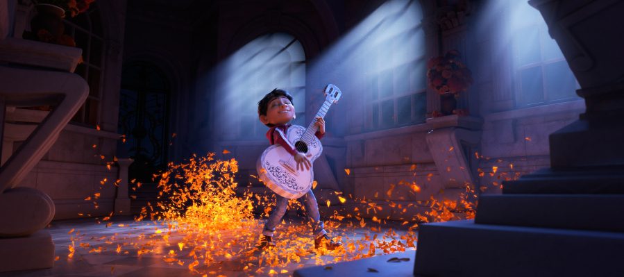 Miguel (voice of Anthony Gonzalez) dreams of becoming an accomplished musician like the celebrated Ernesto de la Cruz (voice of Benjamin Bratt) in the Disney Pixar film, “Coco.” Pixar
