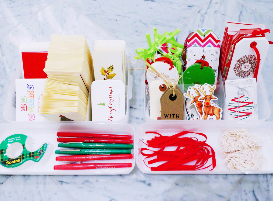 Set up a holiday wrapping station to keep your supplies organized.
