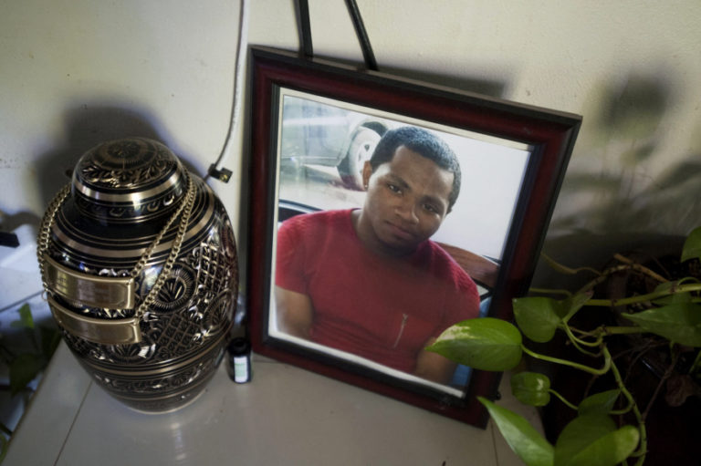 A photo of Larnell Bruce is seen in the Vancouver home of Natasha and Larnell Bruce Sr., his parents, on Oct. 10, 2016.