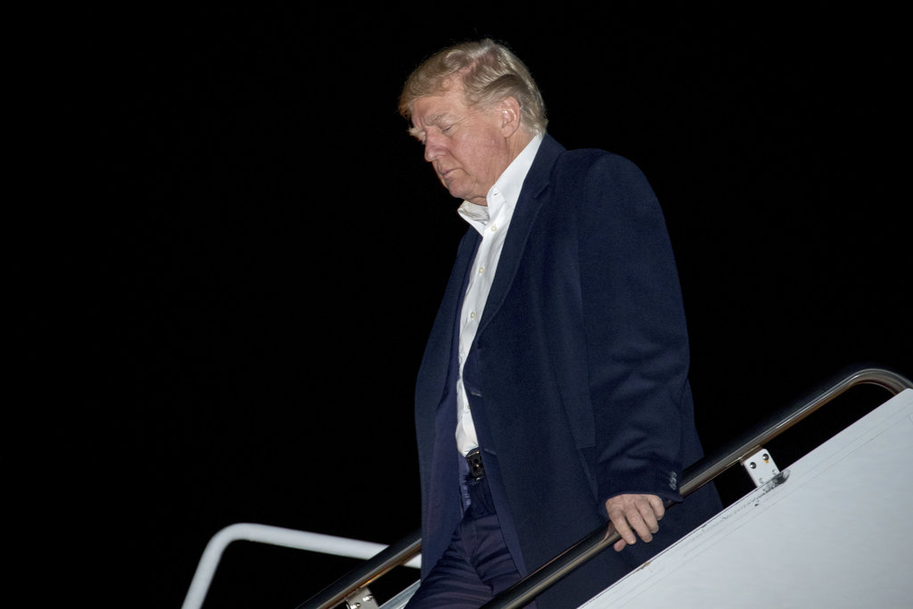 President Donald Trump arrives at Andrews Air Force Base, Md., Tuesday, Nov. 14, 2017, to board Marine One for a short trip to the White House. Trump returns from a five country trip through Asia traveling to Japan, South Korea, China, Vietnam and the Philippines.