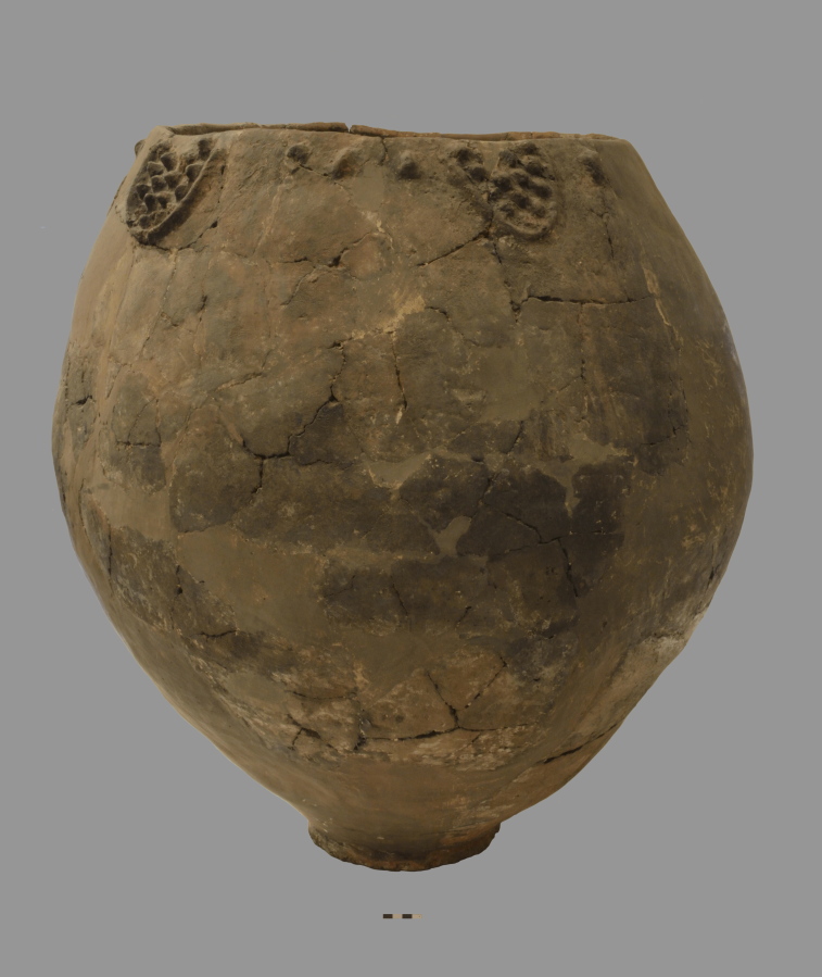 A Neolithic pottery vessel about 3 feet wide and 3 feet tall. Researchers announced Monday that they have found shards of similar vessels, about 8,000 years old, south of Tbilisi, Georgia.