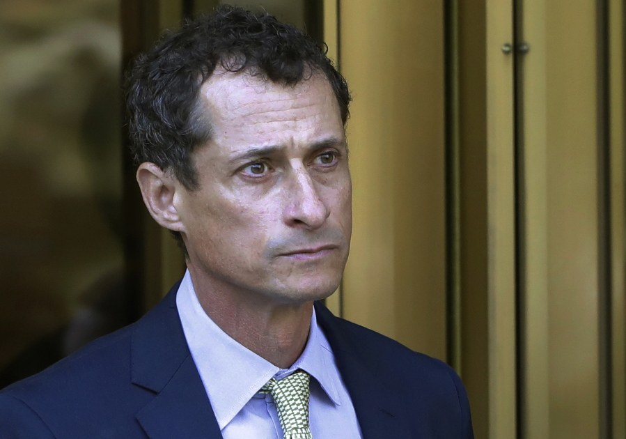Former Congressman Anthony Weiner leaves federal court following his sentencing in New York. Weiner is set to report to the Federal Medical Center, Devens, Mass., Monday, Nov. 6, 2017, to serve his prison sentence in a sexting case that rocked the presidential race.