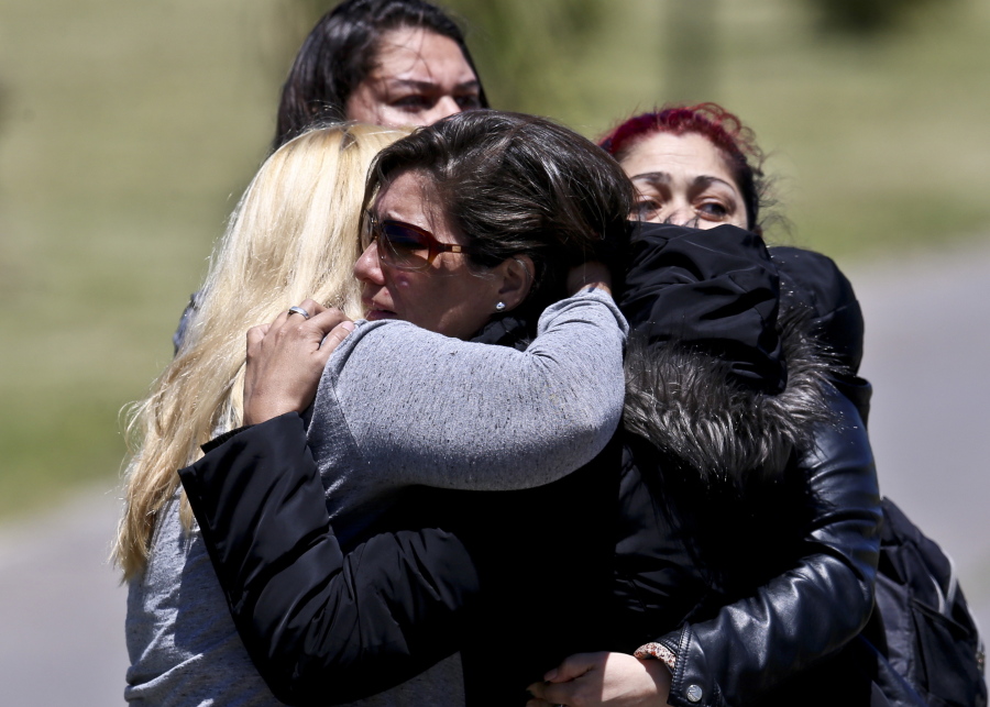 Relatives of missing submarine crew member Celso Oscar Vallejo, react to the news that a sound detected during the search for the ARA San Juan submarine is consistent with that of an explosion, at the Mar de Plata Naval Base, in Argentina on Thursday. A Navy spokesman said that the relatives of the crew have been informed and that the search will continue until there is full certainty about the fate of the submarine. He said there was no sign the explosion might be linked to any attack on the sub.