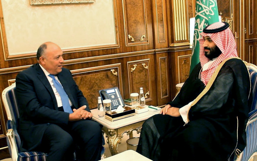 Saudi Crown Prince Mohammed bin Salman meets with Egyptian Foreign Minister Sameh Shoukry in Riyadh, Saudi Arabia. Egypt faces high expectations from Saudi Arabia and its other Gulf Arab benefactors that it will have their back as tensions rise with their rival Iran. But Egypt clearly has no desire to be dragged into a military conflict and that reluctance could lead to frictions between Cairo and Riyadh.