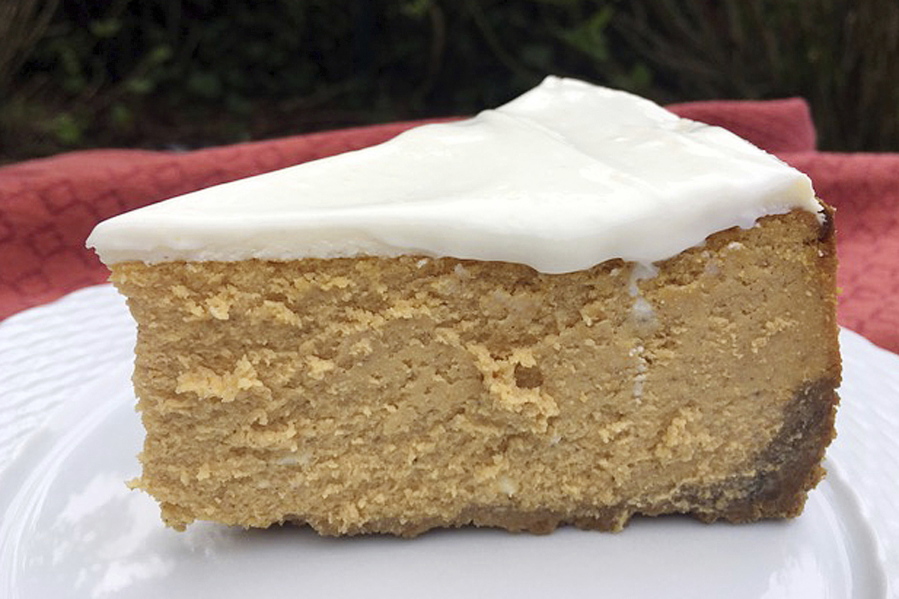 A Pumpkin Cheesecake with Crystalized Ginger Crust.