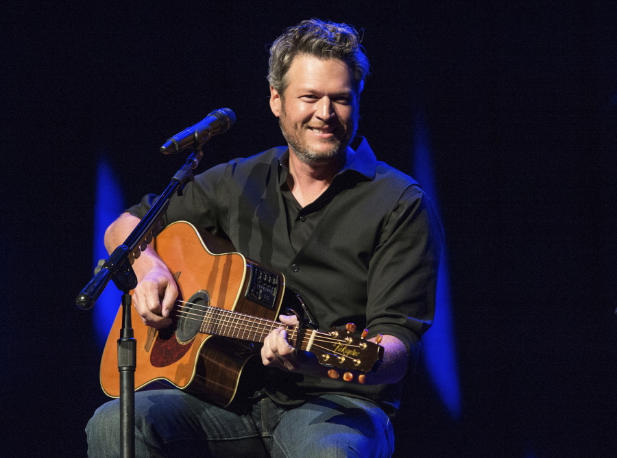 FILE - This June 7, 2016 file photo shows Blake Shelton performing at the 12th Annual Stars for Second Harvest Benefit at Ryman Auditorium in Nashville, Tenn.