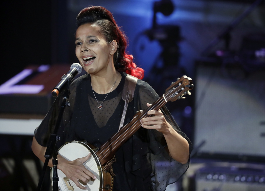 Rhiannon Giddens performs during the Americana Honors and Awards show in Nashville, Tenn. As a singer, songwriter and instrumentalist, Giddens crosses musical divides.