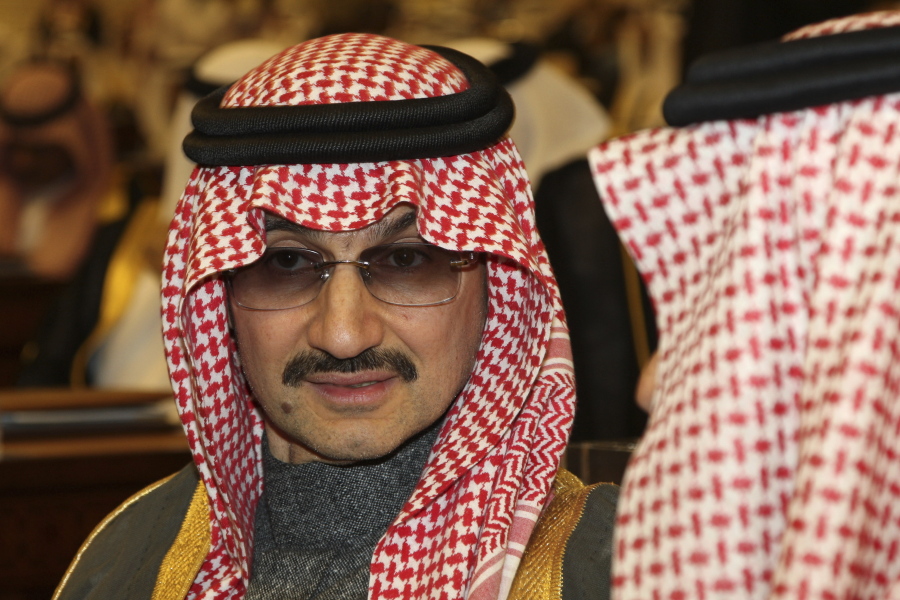 Saudi billionaire Prince Alwaleed bin Talal al-Saud attends , March 7, 2010 the speech of King Abdullah bin Abdul Aziz al-Saud of Saudi Arabia, at the Saudi Shura “consultative” council in Riyadh, Saudi Arabia. Saudi Arabia has arrested dozens of princes and former government ministers, including a well-known billionaire with extensive holdings in Western companies, as part of a sweeping anti-corruption probe, further cementing King Salman and his crown prince son’s control of the kingdom. A high-level employee at Prince Alwaleed bin Talal’s Kingdom Holding Company told The Associated Press that the royal was among those detained overnight Saturday.