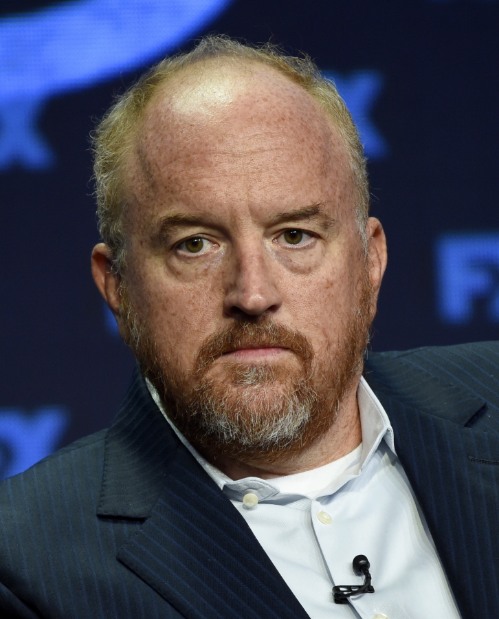 FILE - In this Aug. 9, 2017 file photo, Louis C.K., co-creator/writer/executive producer, participates in the “Better Things” panel during the FX Television Critics Association Summer Press Tour in Beverly Hills, Calif. The New York premiere of Louis C.K.’s controversial new film “I Love You, Daddy” has been canceled amid swirling controversy over the film and the comedian.