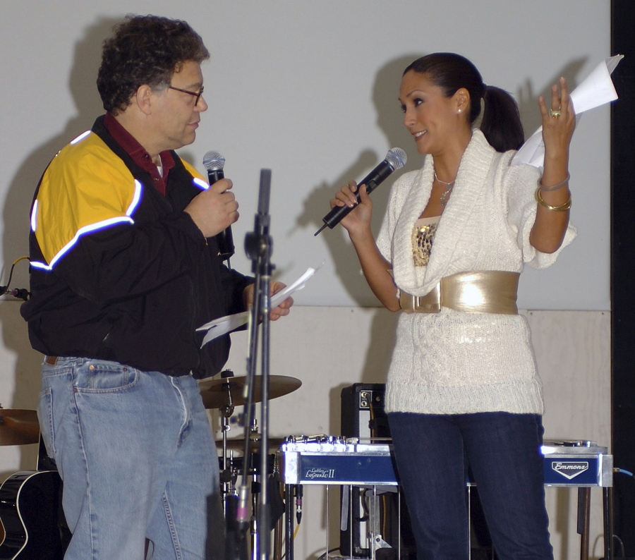 Then-comedian Al Franken and sports commentator Leeann Tweeden perform a comic skit at Forward Operating Base Marez in Mosul, Iraq, on Dec. 16, 2006, during the USO Sergeant Major of the Army’s 2006 Hope and Freedom Tour. Sen. Al Franken, D-Minn., apologized Nov. 16, 2017, after Tweeden accused him of forcibly kissing her during the 2006 USO tour. Colleagues, including fellow Democrats, urged a Senate ethics investigation. Tweeden also accused Franken of posing for a photo with his hands on her breasts as she slept, while both were performing for military personnel two years before the one-time comedian was elected to the Senate. (Creighton Holub/U.S.