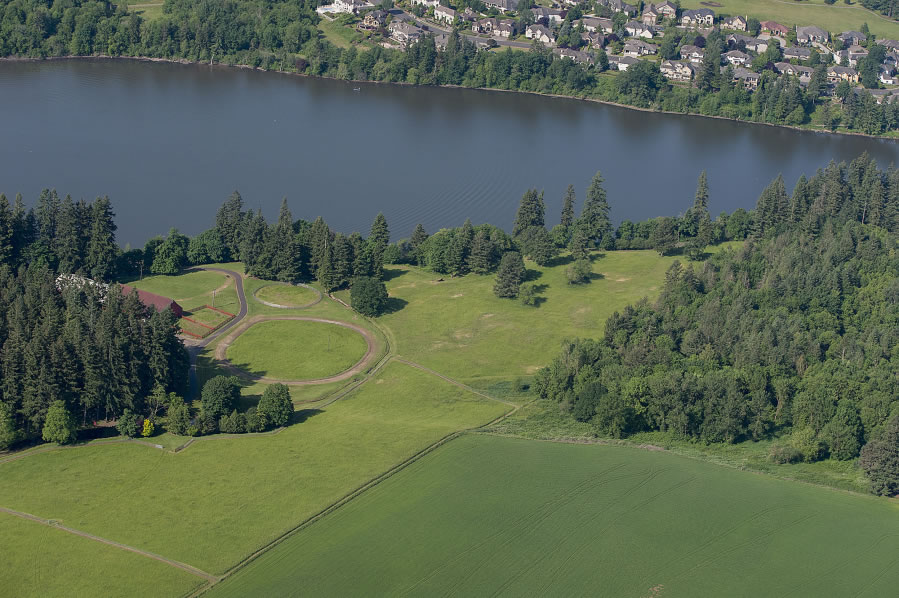 Lacamas Lake, as seen from the north in this 2016 aerial photo.