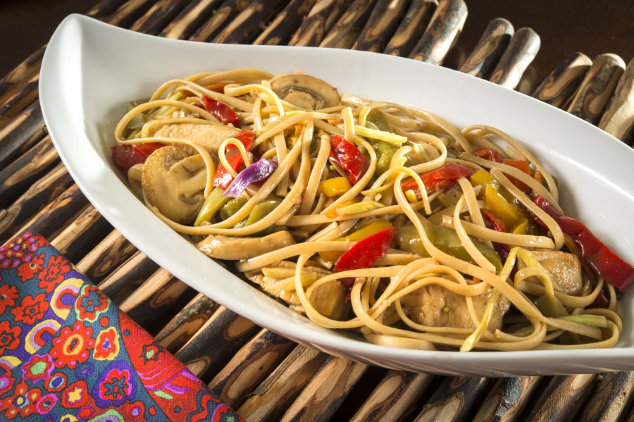 Speedy Chicken Lo Mein comes together in minutes, and is healthier than Chinese restaurant versions.