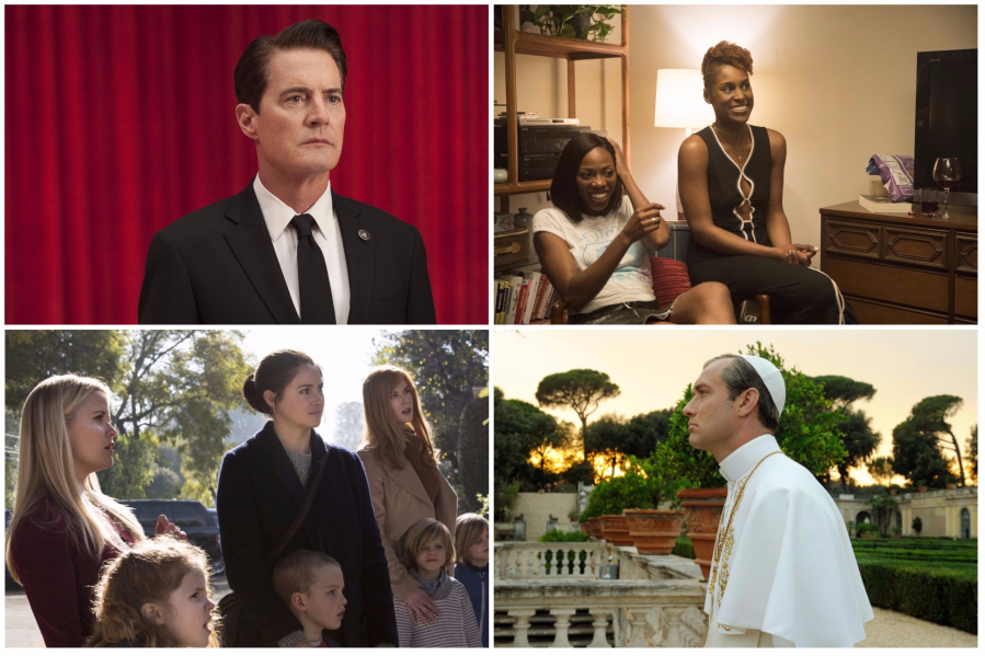 Clockwise from top left: “Twin Peaks: The Return,” “Insecure,” “The Young Pope” and “Big Little Lies.” Suzanne Tenner/Showtime; Justina Mintz/HBO; Gianni Fiorito/HBO; Hilary Bronwyn Gayle/HBO