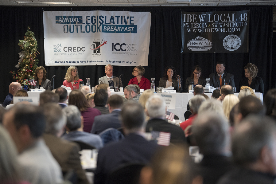 Local lawmakers gather Friday morning during the annual Legislative Outlook Breakfast at WareHouse ‘23 in Vancouver.