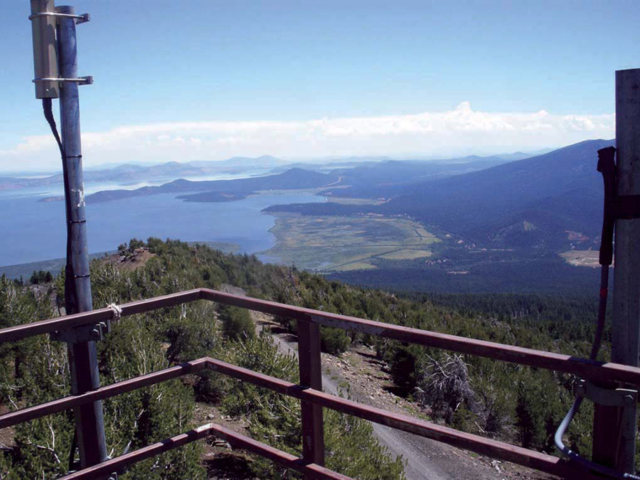 A scenic view from the abandoned fire lookout tower on Pelican Butte, about 40 miles north of Klamath Falls, Ore. The lookout tower sits at 8,038 feet above sea level.