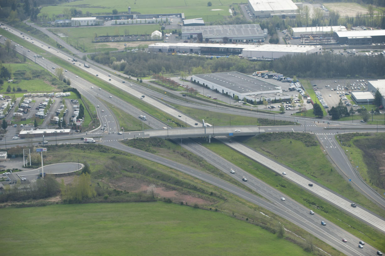The I-5 Ridgefield interchange in March 2015. The interchange is within the Discovery Corridor, which stretches from Washington State University Vancouver to the Ilani Casino Resort, and has long been targeted for development.