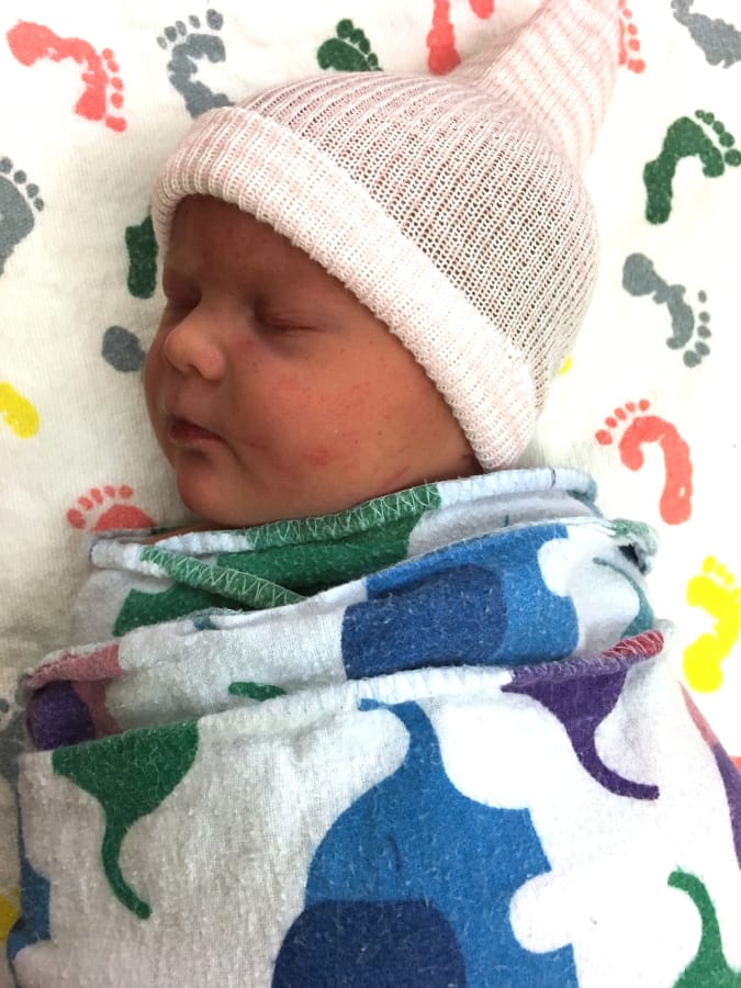 Ashlyn Graves was born at 12:54 a.m. New Year’s Day, after mother Stacey Graves, 39, underwent an emergency cesarean section.