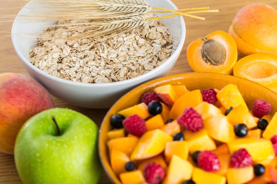 Foods containing fiber, such as whole-grain products and fruit, are very helpful to your body.