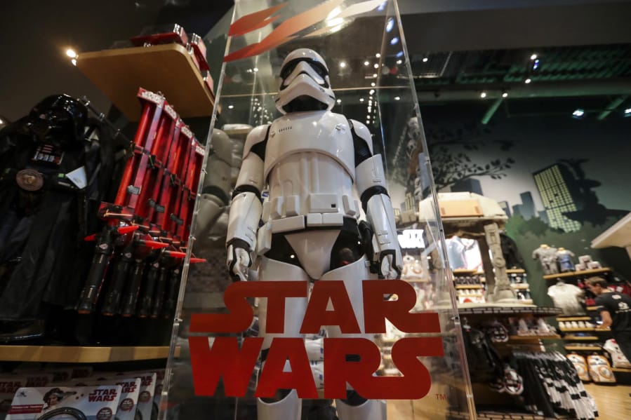 A model Storm Trooper stands on display at the Walt Disney Co. store in New York on Sept. 1.