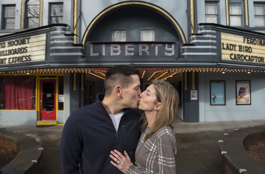 Nick Calais of Vancouver and his fiancee, Tami Weidert, are big fans of First Fridays in Camas. They will be married at the Liberty Theatre this afternoon.