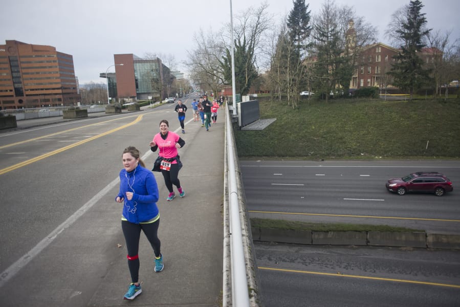 Runners make their way toward the finish line during the 2017 Race for Warmth, sponsored by Clark Public Utilities and its Operation Warm Heart.