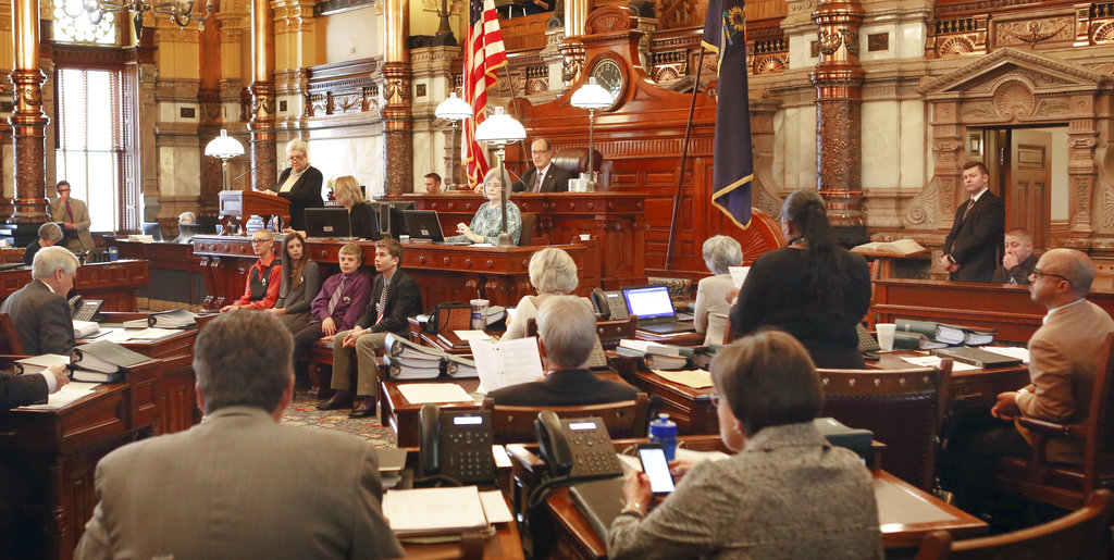 In this March 28, 2017 file photo, the Kansas Senate votes to expand KanCare, the state's Medicaid program. The Trump administration’s embrace of work requirements for low-income people on Medicaid is prompting lawmakers in some conservative holdout states to reconsider expanding the program.
