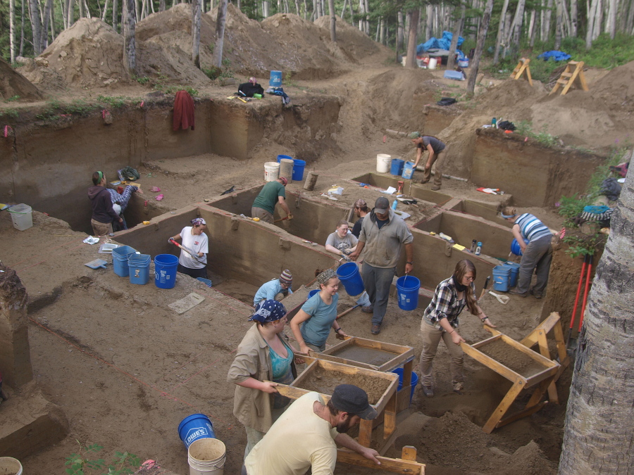 Excavators work at the Upward Sun River discovery site in Alaska in August 2013 where the remains of an infant girl were uncovered.