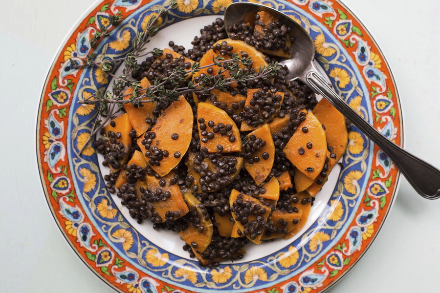 Black lentils and Butternut Squash (Sarah Crowder via AP)