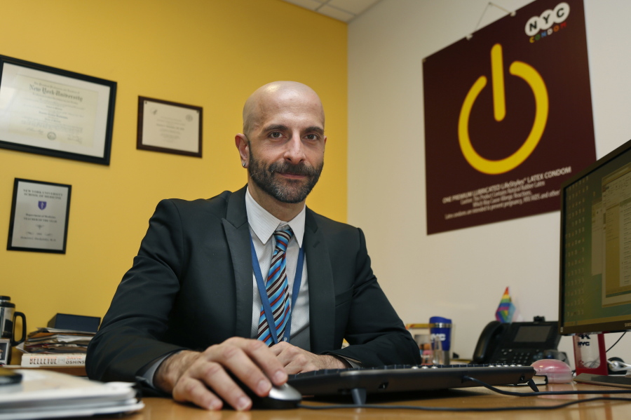 New York City Deputy Health Commissioner Demetre Daskalakis poses for a picture in his office in New York, on Wednesday, Dec. 20, 2017. In New York, roughly 30 percent of gay and bisexual men are using Truvada now, up dramatically from a few years ago, according to Daskalakis. However, he said usage among young black and Hispanic men - who together account for a majority of new HIV diagnoses - lags behind.