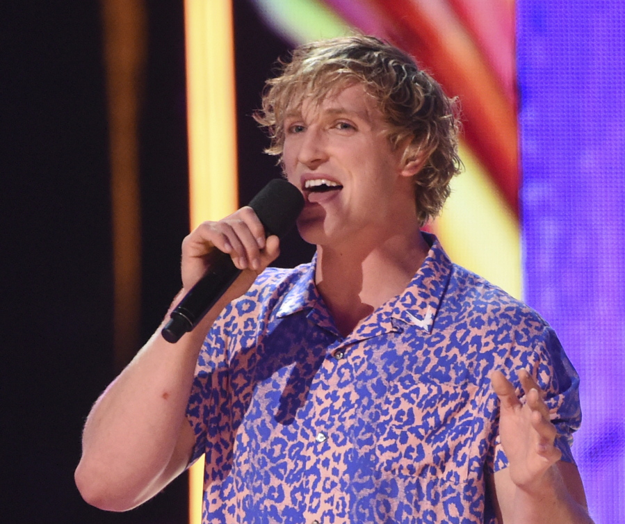 Logan Paul introduces a performance by Kyle & Lil Yachty and Rita Ora at the Teen Choice Awards at the Galen Center in Los Angeles.
