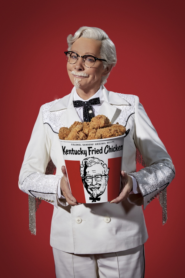 This photo provided by KFC shows singer Reba McEntire as KFC’s Colonel Sanders.