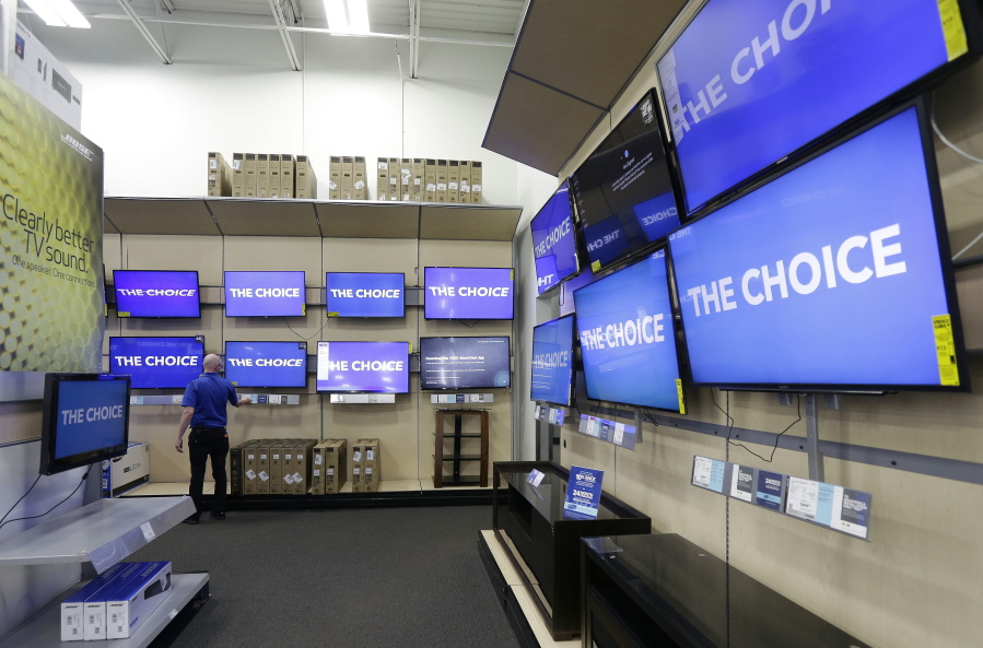 Televisions on display at a Best Buy in Cary, N.C.