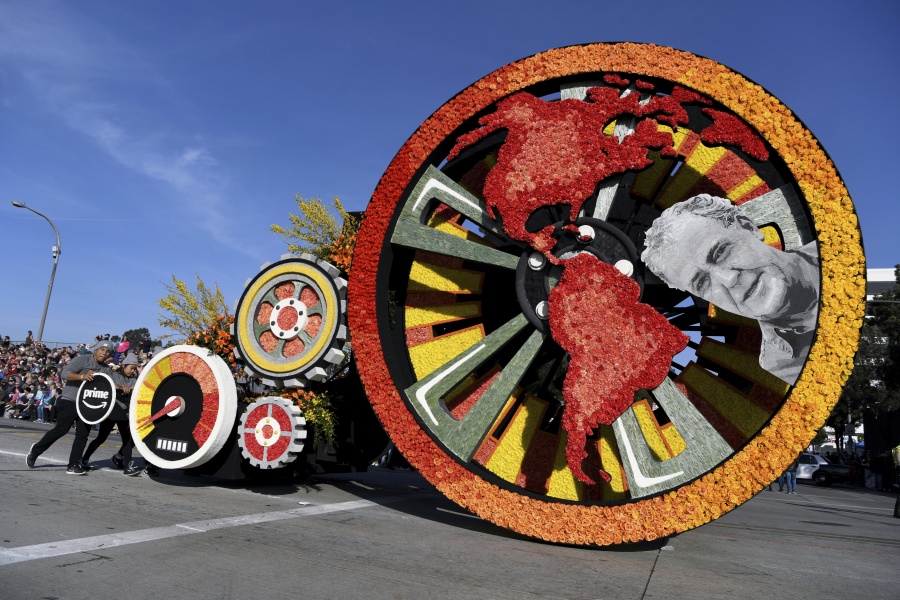 The Amazon Prime Original float won the Crown City Innovator Award at the 129th Rose Parade in Pasadena, Calif., on Monday.