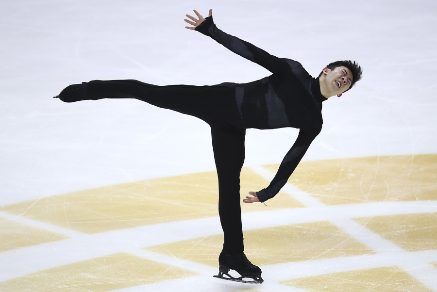 Nathan Chen performs during the men's free skate event at the U.S. Figure Skating Championships in San Jose, Calif., Saturday, Jan. 6, 2018.