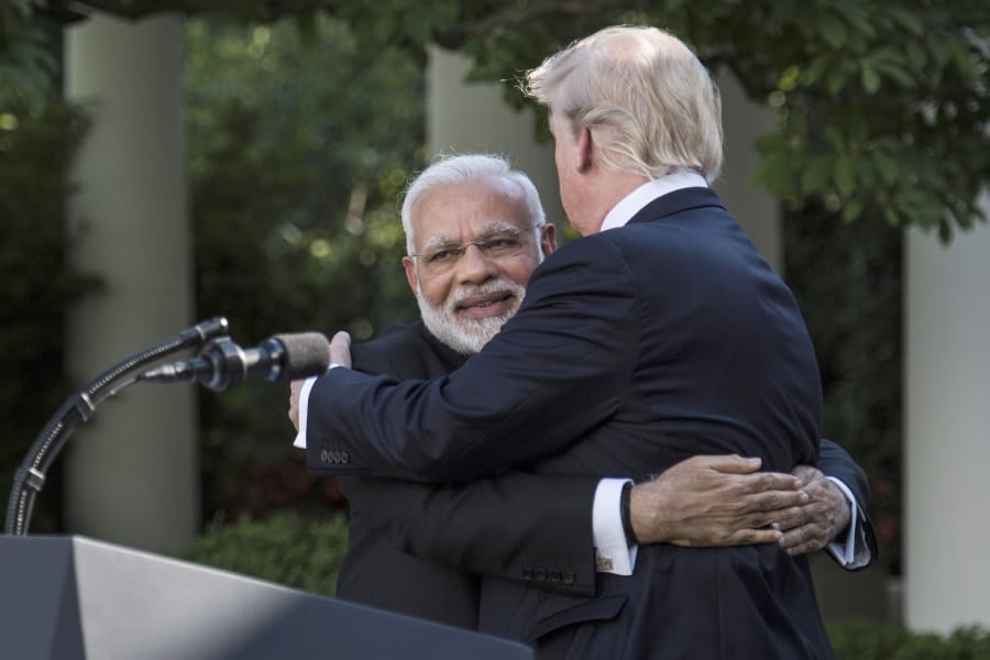 President Donald Trump and Indian Prime Minister Narendra Modi’s Rose Garden hug surprised onlookers.