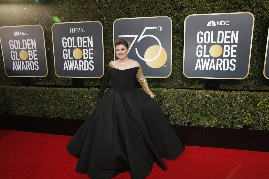 Kelly Clarkson arrives at the 75th annual Golden Globes on Jan. 7 at the Beverly Hilton Hotel in Beverly Hills, Calif.