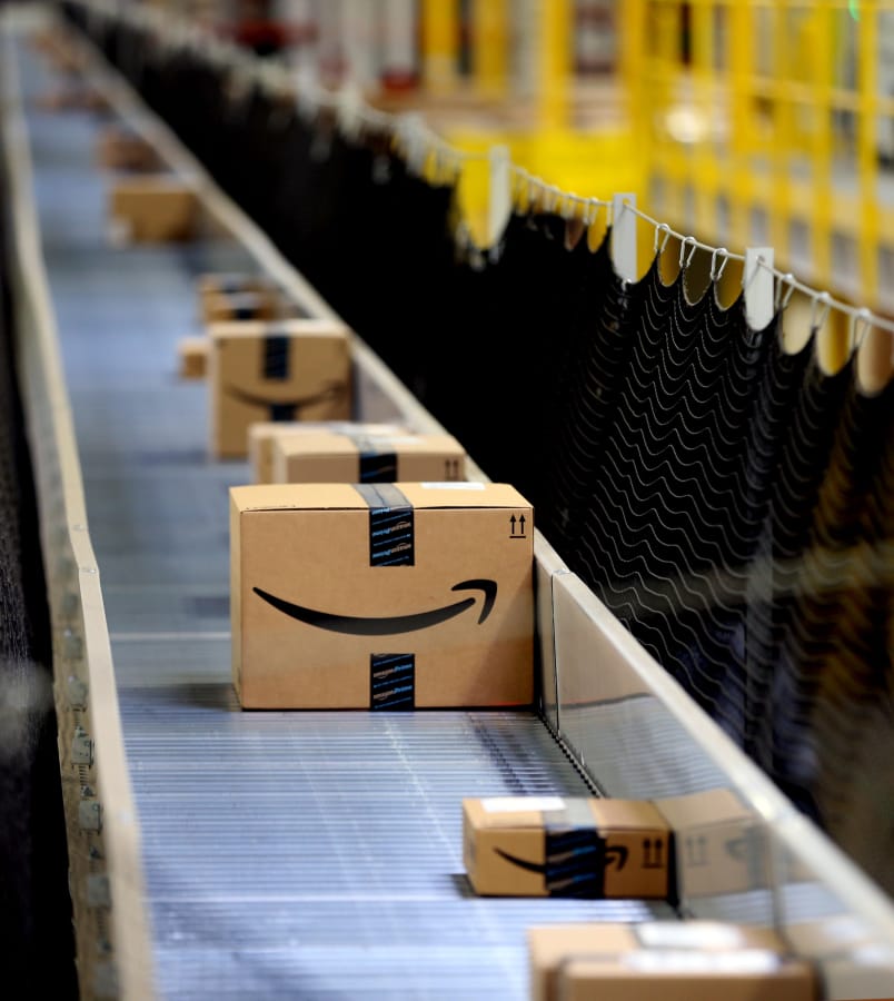An amazing network of conveyer tracks keeps orders moving throughout the Amazon Fulfillment Center in Kenosha, Wisc., on March 10, 2016.