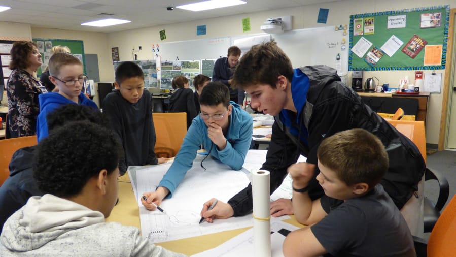Ridgefield: Students in the Superintendent Student Advisory Council in Ridgefield pitch ideas on plans for a future park outside of View Ridge Middle School, which is being re-purposed after this year when the district opens a new fifth-eighth grade campus.