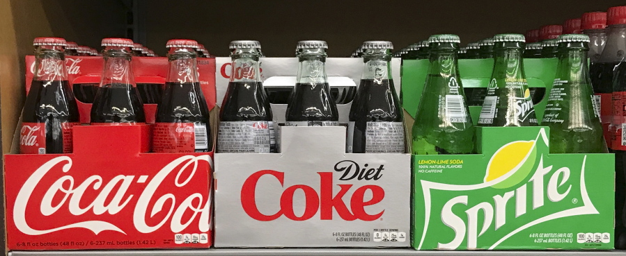 Coca-Cola Co. refreshments are on display in May at a supermarket.